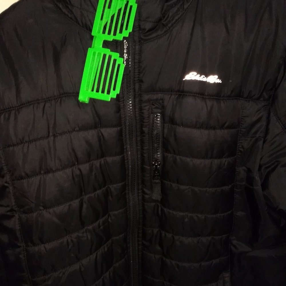 Eddie Bauer reverse fleece lined warm fall jacket with hood
